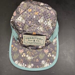Territory Run Co Floral Trail Running Hat 5 Panel Adjustable Perforated Cap Gray